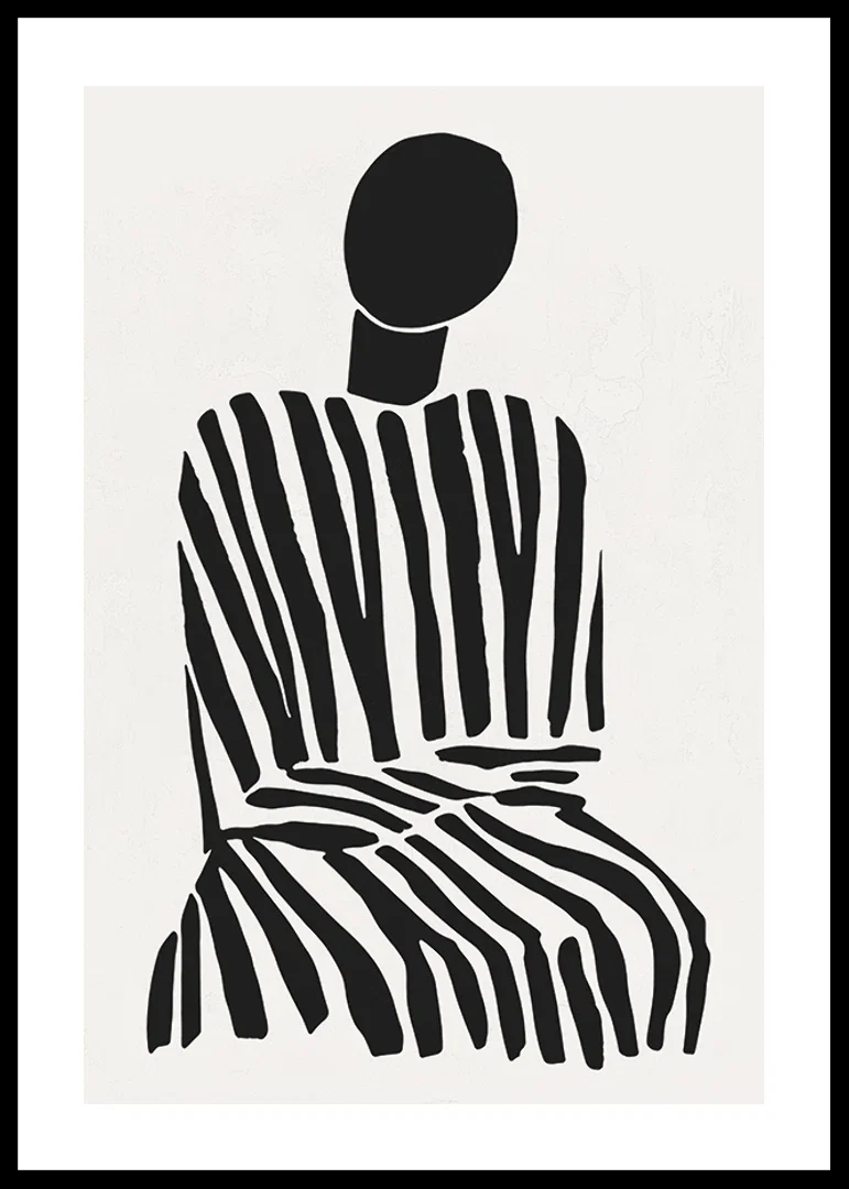 A meditative silhouette in black and white stripes brings peace to the room-12