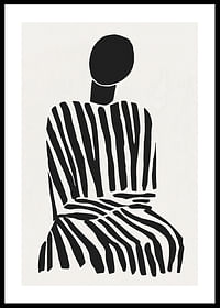 Une silhouette méditative à rayures noires et blanches apporte la paix à la pièce-0