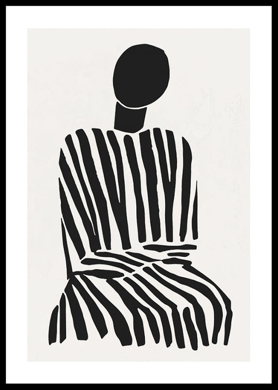 Une silhouette méditative à rayures noires et blanches apporte la paix à la pièce-12
