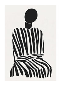 Une silhouette méditative à rayures noires et blanches apporte la paix à la pièce-1