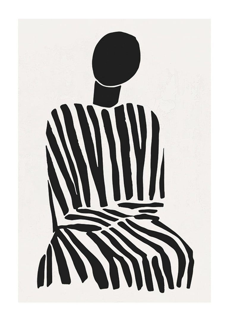 Une silhouette méditative à rayures noires et blanches apporte la paix à la pièce-12