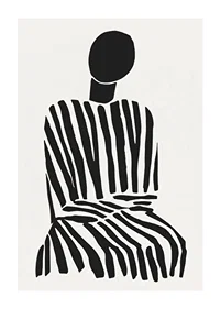 A meditative silhouette in black and white stripes brings peace to the room-1