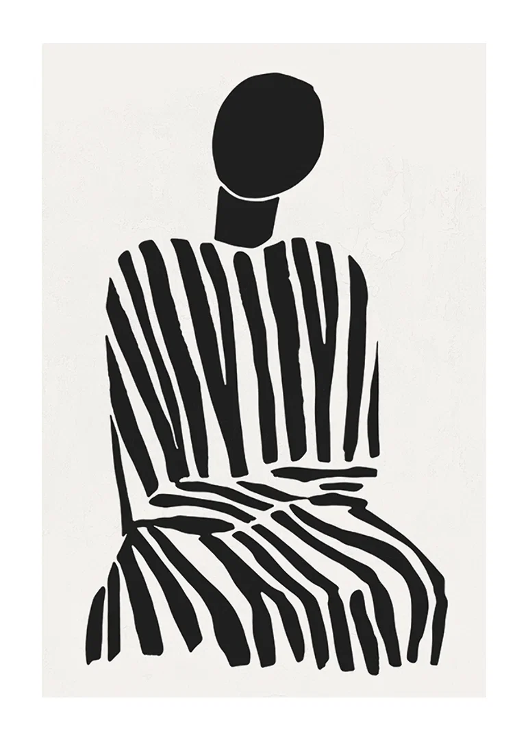 A meditative silhouette in black and white stripes brings peace to the room-12