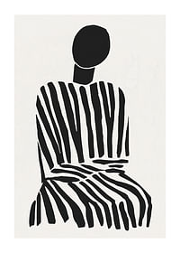 Une silhouette méditative à rayures noires et blanches apporte la paix à la pièce-1