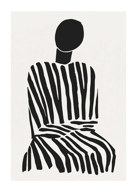Une silhouette méditative à rayures noires et blanches apporte la paix à la pièce-12