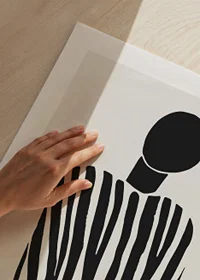 A meditative silhouette in black and white stripes brings peace to the room-9