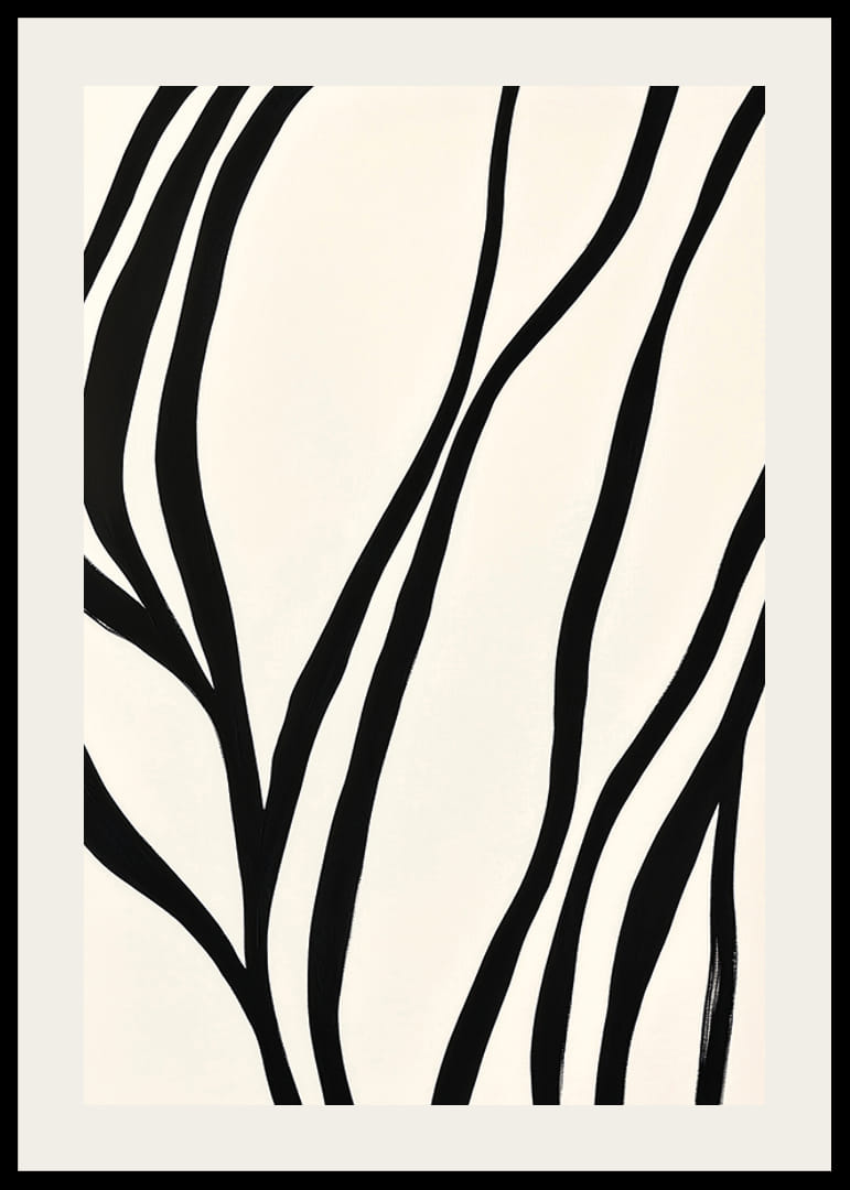 Svarte linjer buer elegant mot en hvit bakgrunn-12