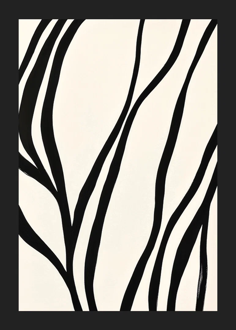Black lines curve elegantly against a white background-12