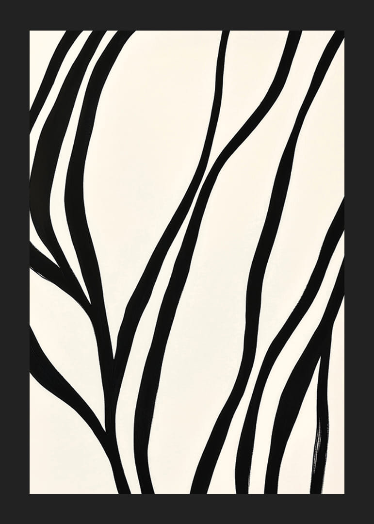 Svarte linjer buer elegant mot en hvit bakgrunn-12