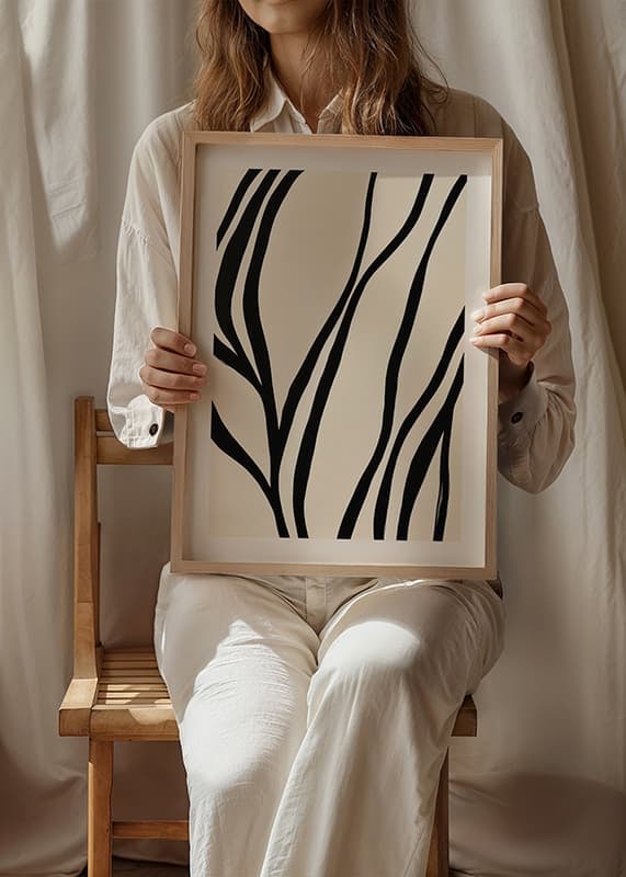 Black lines curve elegantly against a white background-12