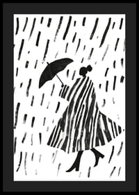 Elegant silhuett i regnet med djärva, svartvita ränder-4