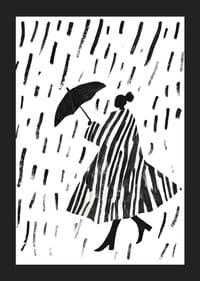 Elegant silhuett i regnet med djärva, svartvita ränder-5