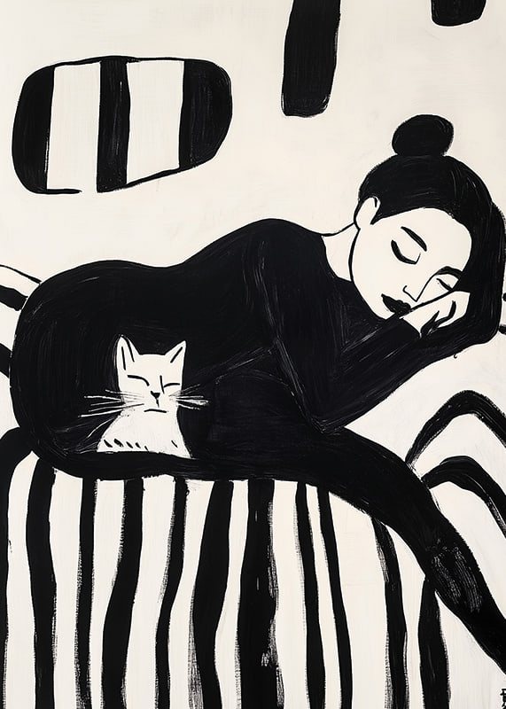 A harmonious scene of rest and simplicity in stylish brushstrokes-12