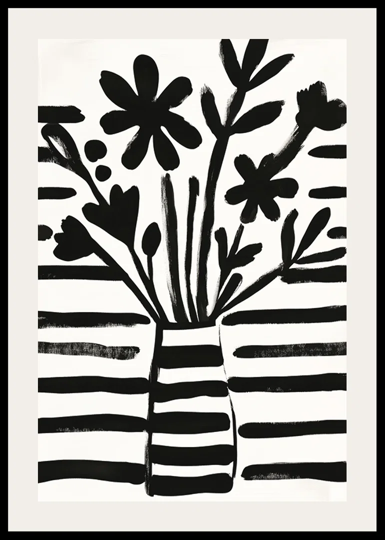 Black and white flowers in harmonious abstraction for charming style-12