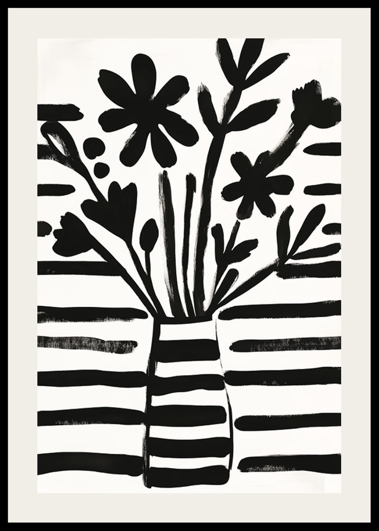 Schwarze und weiße Blumen in harmonischer Abstraktion für einen charmanten Stil-12