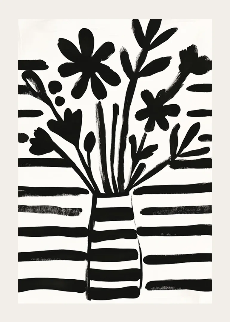 Black and white flowers in harmonious abstraction for charming style-12