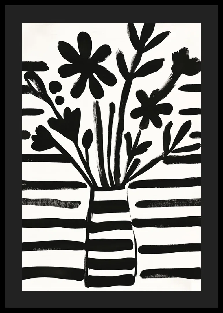 Black and white flowers in harmonious abstraction for charming style-12