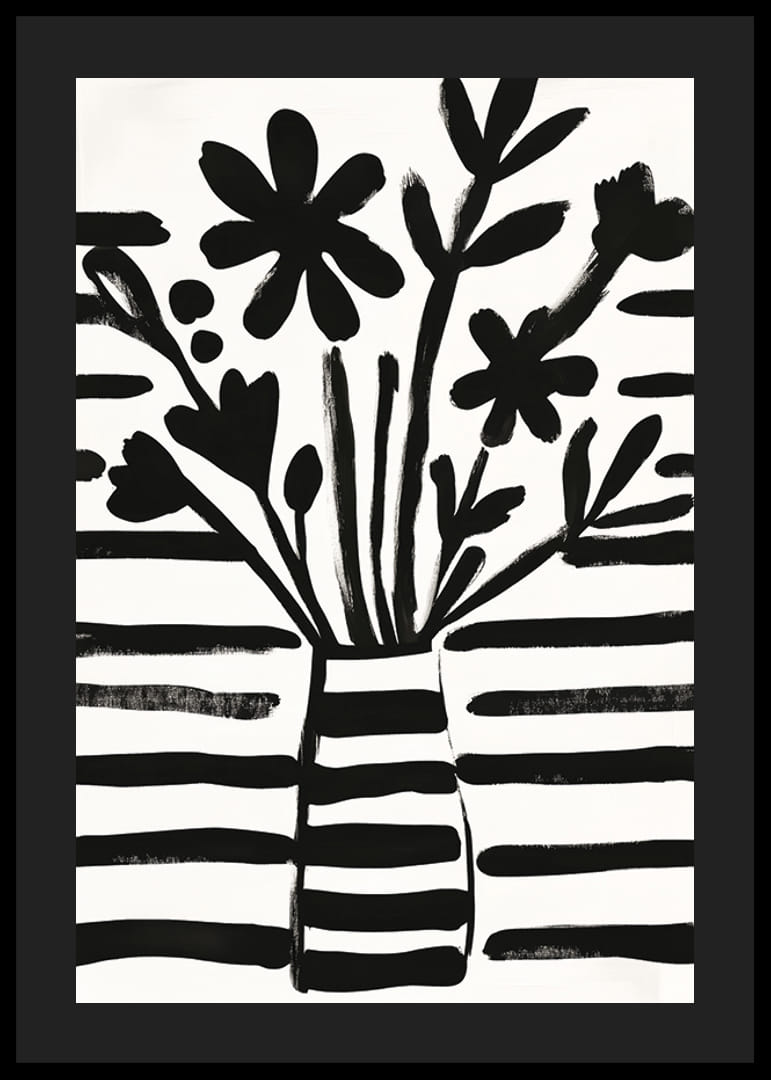 Schwarze und weiße Blumen in harmonischer Abstraktion für einen charmanten Stil-12