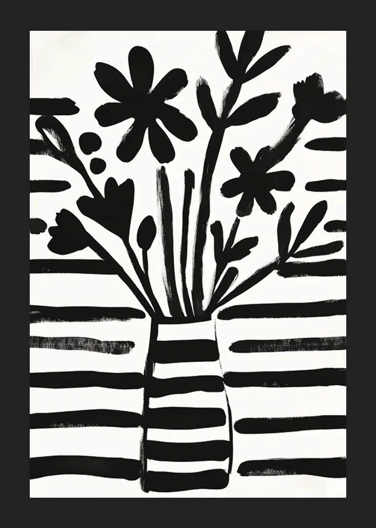Black and white flowers in harmonious abstraction for charming style-12