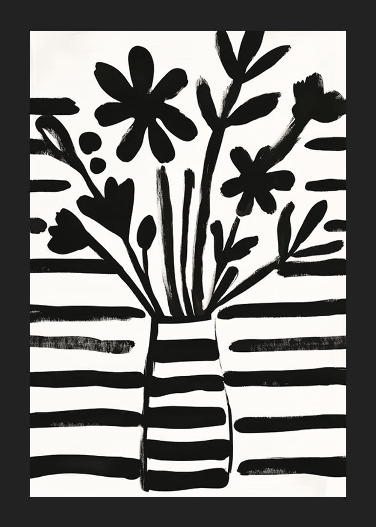 Schwarze und weiße Blumen in harmonischer Abstraktion für einen charmanten Stil-12