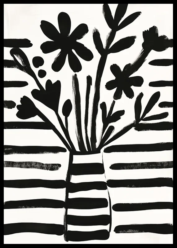Black and white flowers in harmonious abstraction for charming style-12