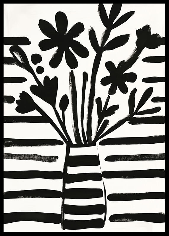 Zwart-witte bloemen in harmonieuze abstractie voor een charmante stijl-12