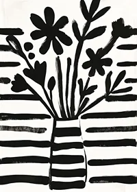 Black and white flowers in harmonious abstraction for charming style-7