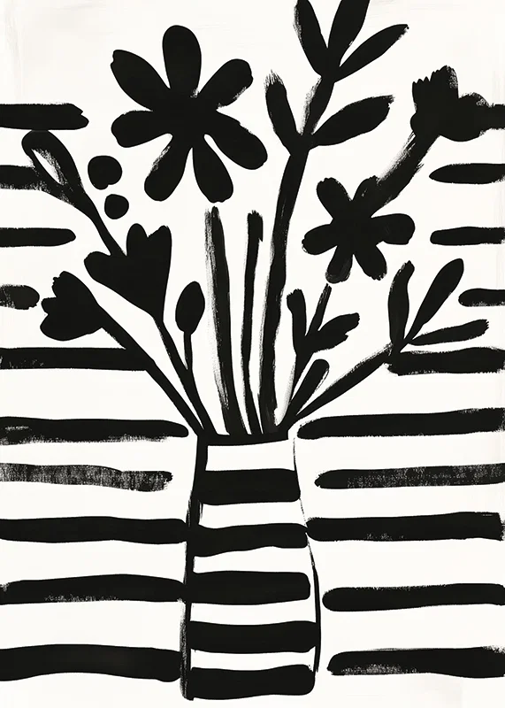 Black and white flowers in harmonious abstraction for charming style-12