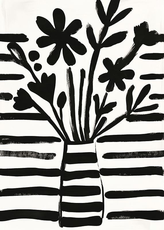 Zwart-witte bloemen in harmonieuze abstractie voor een charmante stijl-12