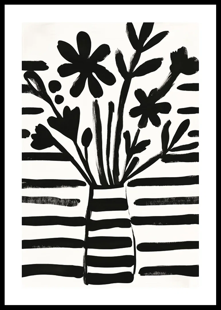 Black and white flowers in harmonious abstraction for charming style-12