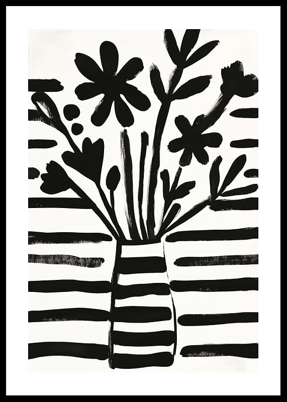 Zwart-witte bloemen in harmonieuze abstractie voor een charmante stijl-12