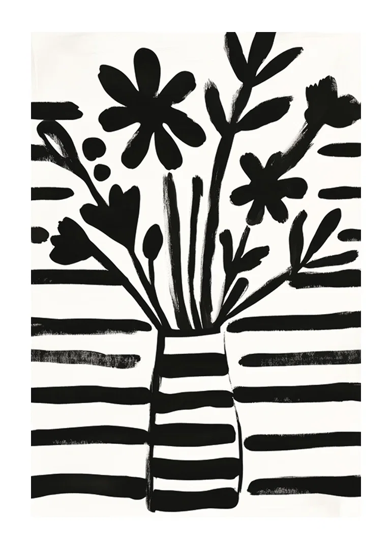 Black and white flowers in harmonious abstraction for charming style-12