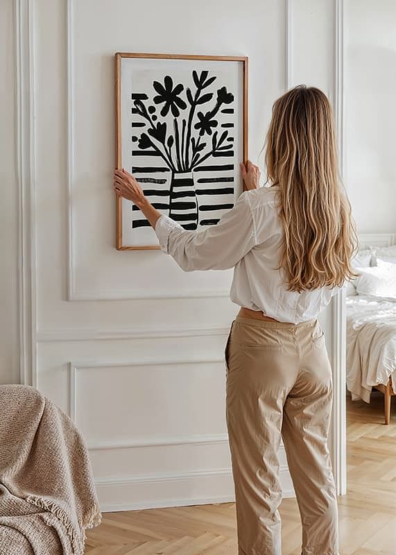 Zwart-witte bloemen in harmonieuze abstractie voor een charmante stijl-12