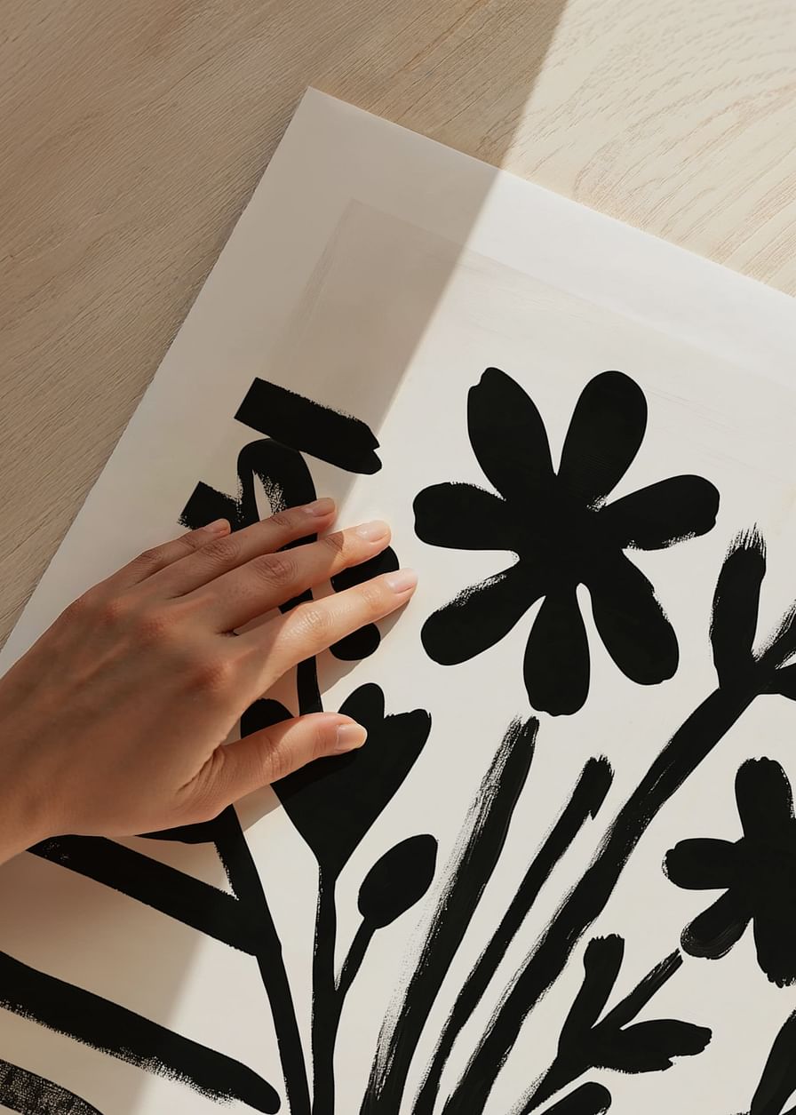 Zwart-witte bloemen in harmonieuze abstractie voor een charmante stijl-12