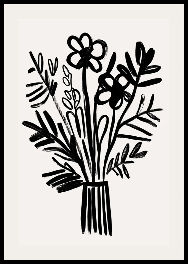 Black and white flowers in an elegant piece of art fill the room with style-12