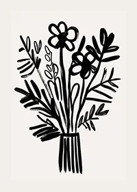 Black and white flowers in an elegant piece of art fill the room with style-3