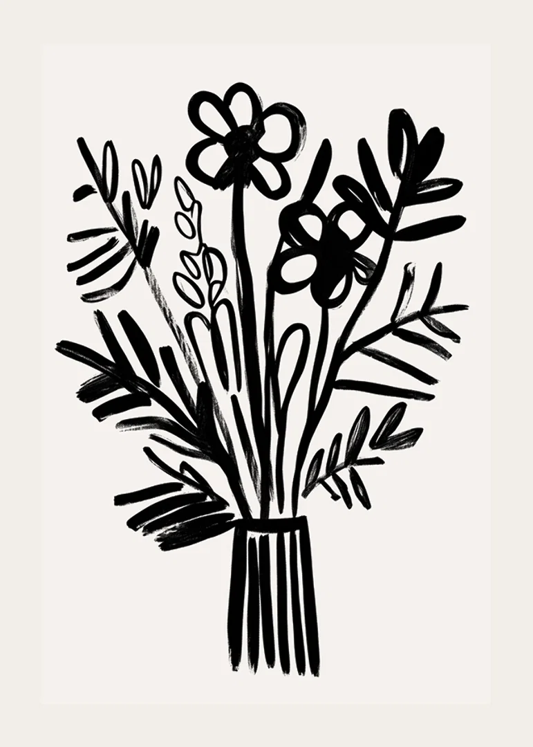 Black and white flowers in an elegant piece of art fill the room with style-12