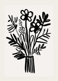 Svarte og hvite blomster i et elegant kunstverk fyller rommet med stil-3