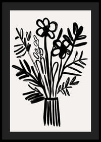 Svarte og hvite blomster i et elegant kunstverk fyller rommet med stil-4