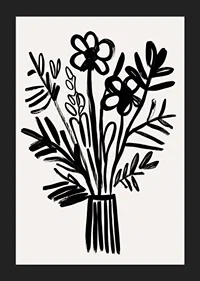 Black and white flowers in an elegant piece of art fill the room with style-5