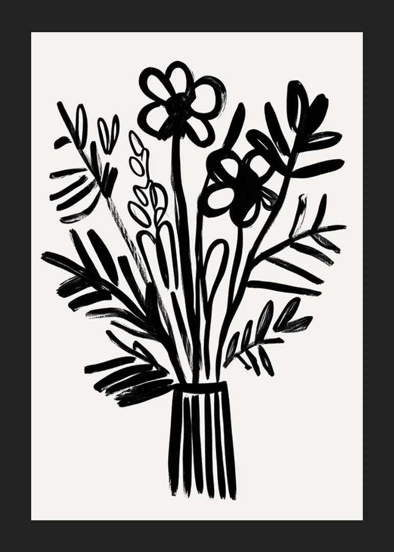 Black and white flowers in an elegant piece of art fill the room with style-12