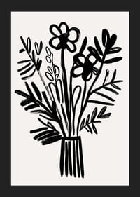 Svarte og hvite blomster i et elegant kunstverk fyller rommet med stil-5