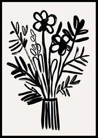 Black and white flowers in an elegant piece of art fill the room with style-6