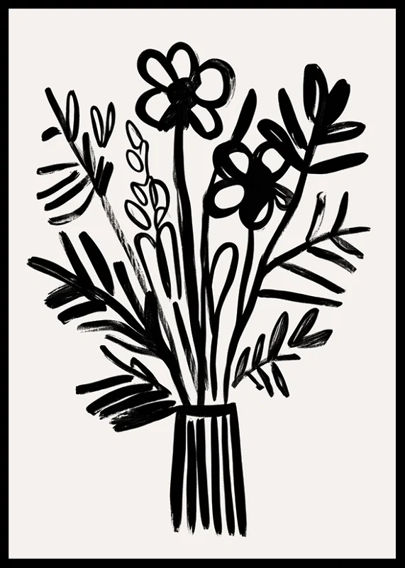 Black and white flowers in an elegant piece of art fill the room with style-12