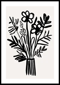 Black and white flowers in an elegant piece of art fill the room with style-0