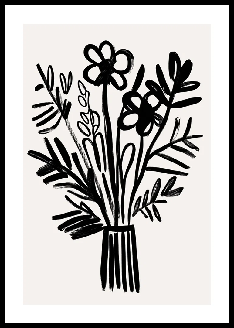 Black and white flowers in an elegant piece of art fill the room with style-12