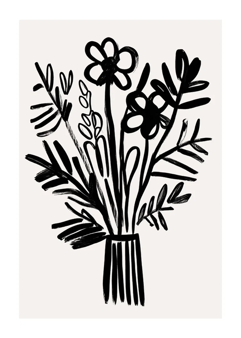 Black and white flowers in an elegant piece of art fill the room with style-12