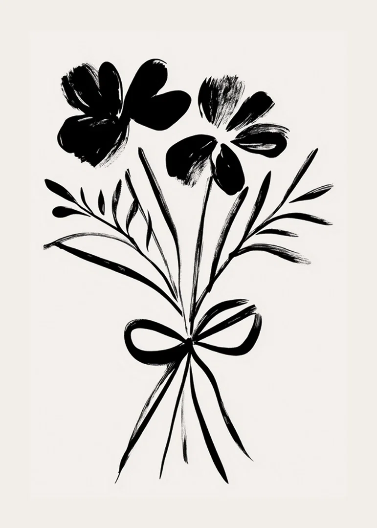 Elegant floral shapes in black ink create timeless beauty-12