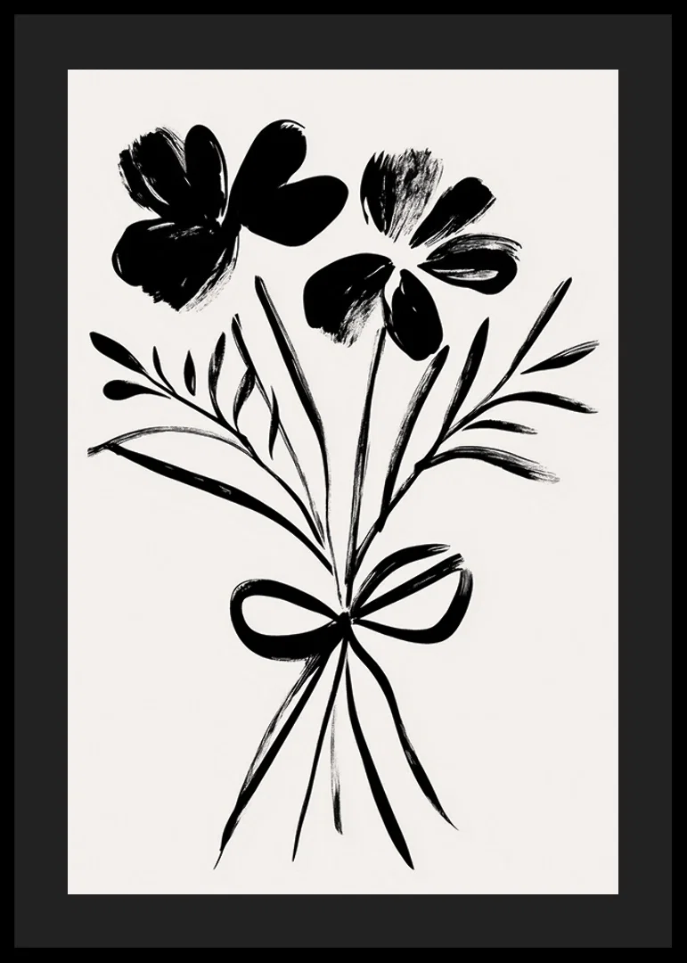 Elegant floral shapes in black ink create timeless beauty-12