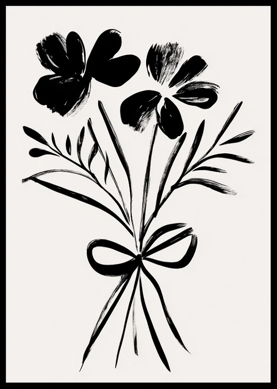 Elegant floral shapes in black ink create timeless beauty-12